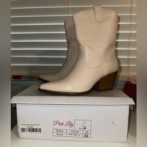 SOLD- Pink Lily Cream Colored Heeled Boots